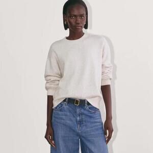 Everlane The Cocoon Crew in Plush Cotton Sz XL in Oat Beige Knit Cozy Sweater